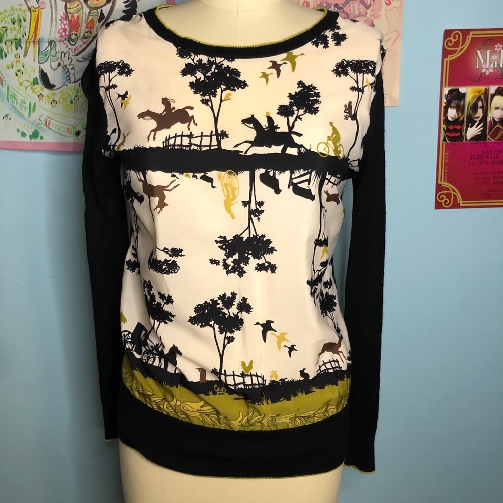 Ted Baker London Cameo Equestrian Sweater Top Small (TB size 2) Anthropologie